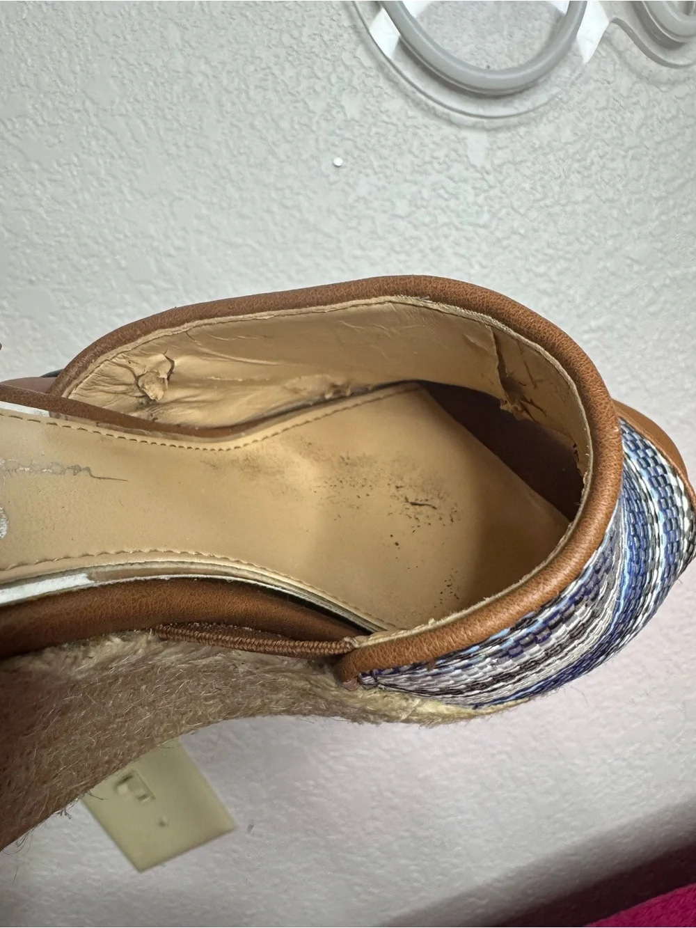 JESSICA SIMPSON 🩵 Tan & Blue Woven Espadrille Wedge Sandals (Women’s Size 7)